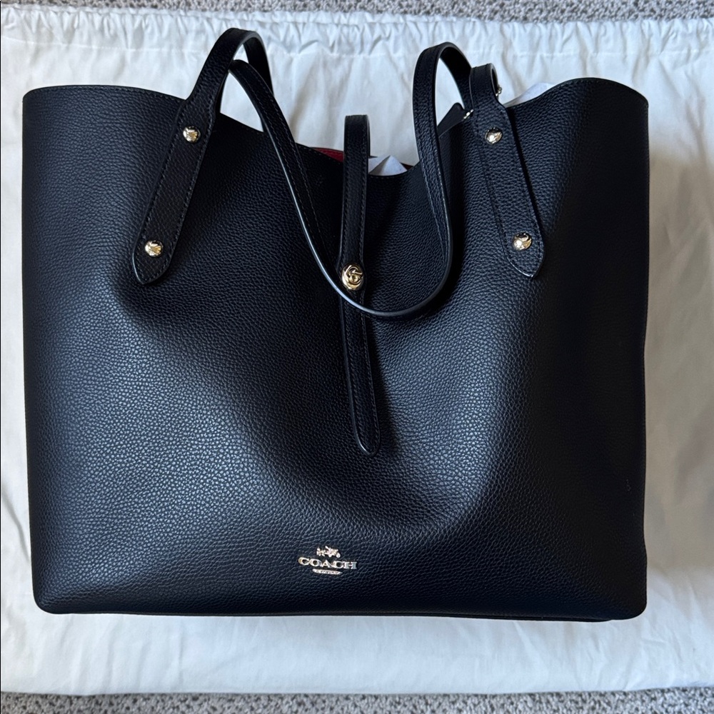 Coach Black Leather Tote Bag